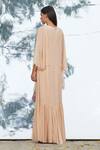 Shop_Mandira Wirk_Beige Georgette V Neck Embroidered Kaftan _at_Aza_Fashions