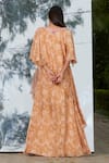 Shop_Mandira Wirk_Peach Printed Layered Kaftan_at_Aza_Fashions