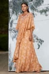 Buy_Mandira Wirk_Peach Printed Layered Kaftan_Online_at_Aza_Fashions