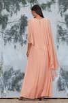 Shop_Mandira Wirk_Peach Georgette Round Layered Kaftan Dress _at_Aza_Fashions