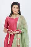 Mandira Wirk - Indian Pink Silk Chanderi Round Kurta Sharara Set at Aza Fashions Mandira Wirk - Indian_Pink Silk Chanderi Round Kurta Sharara Set _at_Aza_Fashions
