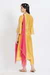 Shop Mandira Wirk - Indian Yellow Chanderi V Neck Kurta Set at Aza Fashions Shop_Mandira Wirk - Indian_Yellow Chanderi V Neck Kurta Set _at_Aza_Fashions