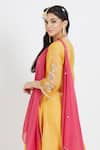 Mandira Wirk - Indian Yellow Chanderi V Neck Kurta Set at Aza Fashions Mandira Wirk - Indian_Yellow Chanderi V Neck Kurta Set _at_Aza_Fashions
