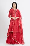 Buy_Mandira Wirk_Red Chanderi Round Kurta Sharara Set _at_Aza_Fashions