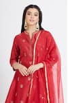 Shop_Mandira Wirk_Red Chanderi Round Kurta Sharara Set _Online_at_Aza_Fashions