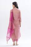 Shop_Mandira Wirk - Indian_Pink Organza, Tissue V Neck Embroidered Kurta Set _at_Aza_Fashions