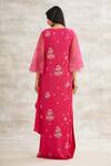 Shop_Mandira Wirk - Indian_Pink Crepe Hand Foil Print Dress _at_Aza_Fashions