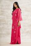 Mandira Wirk - Indian_Pink Crepe Hand Foil Print Dress _Online_at_Aza_Fashions