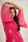 Buy_Mandira Wirk - Indian_Pink Crepe Hand Foil Print Dress _Online_at_Aza_Fashions