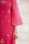 Shop_Mandira Wirk - Indian_Pink Crepe Hand Foil Print Dress _Online_at_Aza_Fashions