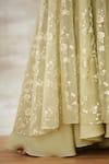 Mandira Wirk_Green Organza Chanderi Anarkali With Embroidered Jacket _at_Aza_Fashions