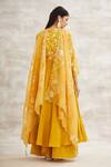 Shop_Mandira Wirk - Indian_Yellow Chanderi Foil Print Anarkali Set _at_Aza_Fashions