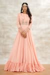 Buy_Mandira Wirk - Indian_Pink Chanderi Embroidered Anarkali _at_Aza_Fashions