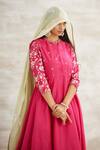 Buy_Mandira Wirk - Indian_Pink Chanderi Printed Anarkali Set _Online_at_Aza_Fashions
