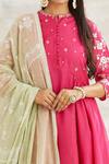 Shop_Mandira Wirk - Indian_Pink Chanderi Printed Anarkali Set _Online_at_Aza_Fashions