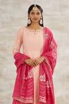 Mandira Wirk - Indian_Peach Chanderi Embroidered Anarkali Set _Online_at_Aza_Fashions