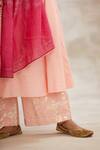 Mandira Wirk - Indian_Peach Chanderi Embroidered Anarkali Set _at_Aza_Fashions