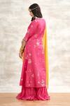 Shop_Mandira Wirk - Indian_Pink Chanderi Embroidered Angrakha Sharara Set _at_Aza_Fashions