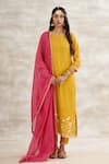 Buy_Mandira Wirk - Indian_Yellow Chanderi Embroidered Kurta Set _at_Aza_Fashions