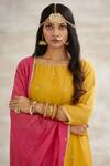 Buy_Mandira Wirk - Indian_Yellow Chanderi Embroidered Kurta Set _Online_at_Aza_Fashions