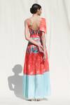 Shop_Mandira Wirk Resort_Red Crepe Satin Printed Slit Dress _at_Aza_Fashions