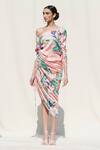 Mandira Wirk_Pink Crepe Satin Printed One Shoulder Midi Dress _Online_at_Aza_Fashions