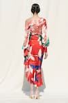 Shop_Mandira Wirk Resort_Red Crepe Satin One Shoulder Printed Top And Skirt Set _at_Aza_Fashions