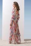 Mandira Wirk Resort_Multi Color Viscose Georgette Printed Floral Pattern V Neck Pleated Dress _Online_at_Aza_Fashions