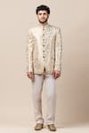 Buy_Tarun Tahiliani_White Brocade Bandhgala And Pant Set _at_Aza_Fashions