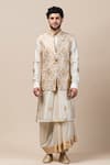 Buy_Tarun Tahiliani_White Spun Silk Brocade Bundi And Kurta Set _at_Aza_Fashions