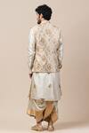 Shop_Tarun Tahiliani_White Spun Silk Brocade Bundi And Kurta Set _at_Aza_Fashions