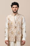 Buy_Tarun Tahiliani_White Brocade Bundi _at_Aza_Fashions