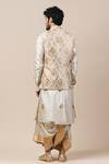 Shop_Tarun Tahiliani_White Brocade Bundi _at_Aza_Fashions