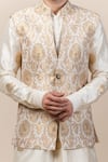 Buy_Tarun Tahiliani_White Brocade Bundi _Online_at_Aza_Fashions