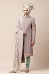 Buy_Tarun Tahiliani_Green Silk Printed Sherwani And Kurta Set _at_Aza_Fashions