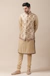 Tarun Tahiliani_Gold Moonga Brocade Bundi _Online_at_Aza_Fashions