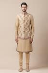 Buy_Tarun Tahiliani_Gold Moonga Brocade Bundi _Online_at_Aza_Fashions