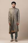 Buy_Tarun Tahiliani_Green Silk, Poplin Lycra, Tt Brocade Sherwani And Kurta Set_at_Aza_Fashions