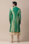 Shop_Tarun Tahiliani_Green Tissue Silk, Katan Silk, Poplin Lycra Sherwani And Kurta Set_at_Aza_Fashions