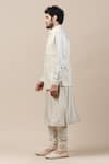 Tarun Tahiliani_White Katan Silk Textured Bundi  _Online_at_Aza_Fashions