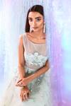 Shop_Taavare_Green Tulle Round Floral Embroidered Flared Gown _at_Aza_Fashions