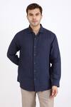 Buy_Linen Bloom_Blue 100% Pure Linen Shirt _at_Aza_Fashions