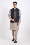 Buy_Linen Bloom_Blue 100% Pure Linen Nehru Jacket _at_Aza_Fashions