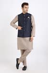 Buy_Linen Bloom_Blue 100% Pure Linen Nehru Jacket _Online_at_Aza_Fashions
