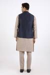 Shop_Linen Bloom_Blue 100% Pure Linen Nehru Jacket _at_Aza_Fashions