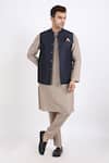 Linen Bloom_Blue 100% Pure Linen Nehru Jacket _Online_at_Aza_Fashions