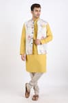 Buy_Linen Bloom_Multi Color 100% Pure Linen Printed Nehru Jacket _at_Aza_Fashions