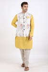 Buy_Linen Bloom_Multi Color 100% Pure Linen Printed Nehru Jacket _Online_at_Aza_Fashions