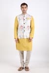 Shop_Linen Bloom_Multi Color 100% Pure Linen Printed Nehru Jacket _Online_at_Aza_Fashions