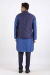 Shop_Linen Bloom_Blue 100% Pure Linen Nehru Jacket _at_Aza_Fashions